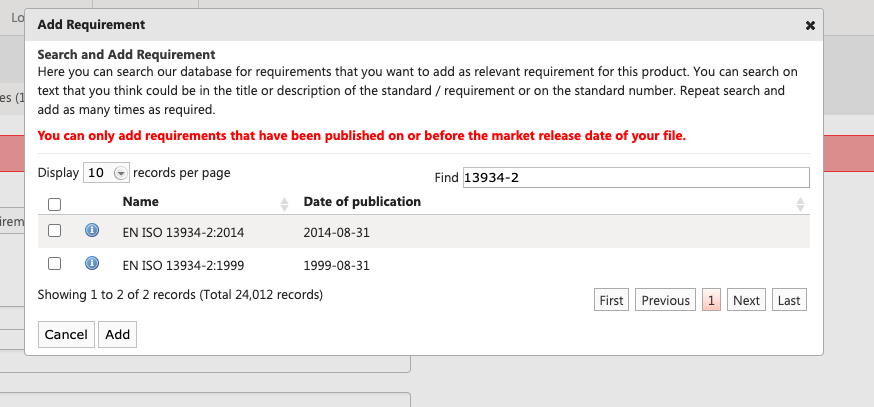image of adding requirements